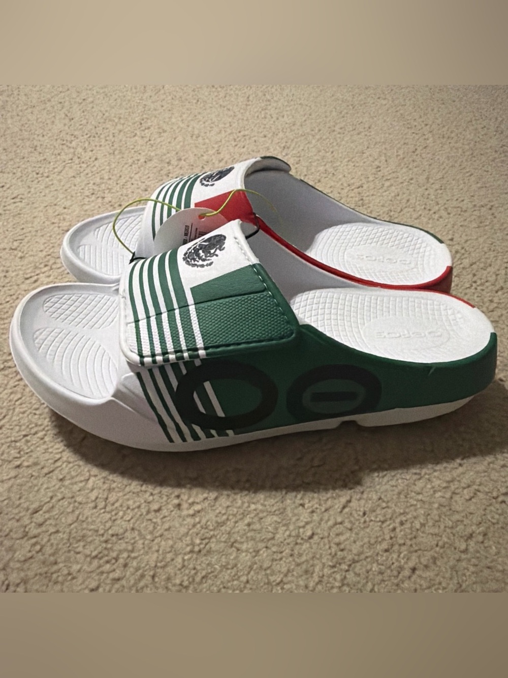 OOFOS Men’s Size 8 OOAHH Sport Flex Limited Edition MEXICO Flag Slides Shoes New